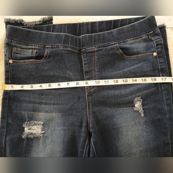 Lovesweet Denim Jegging Distressed Dark Blue Jeans, Women's Size L - Picture 9 of 10